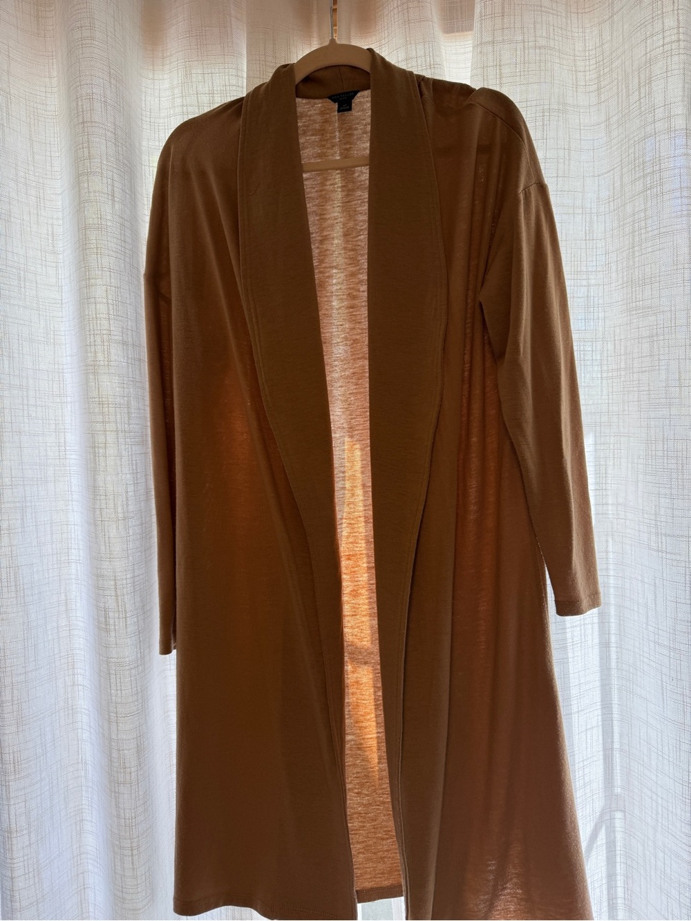 Ann Taylor Petite Open-Front Cardigan in Camel